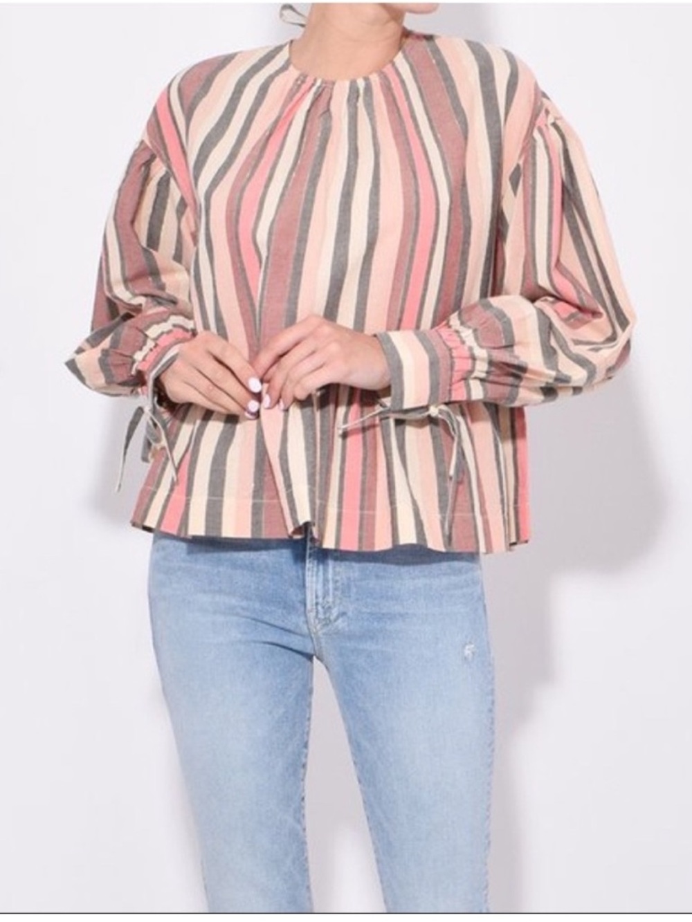 ULLA JOHNSON Calice Blouse Rosewood Striped